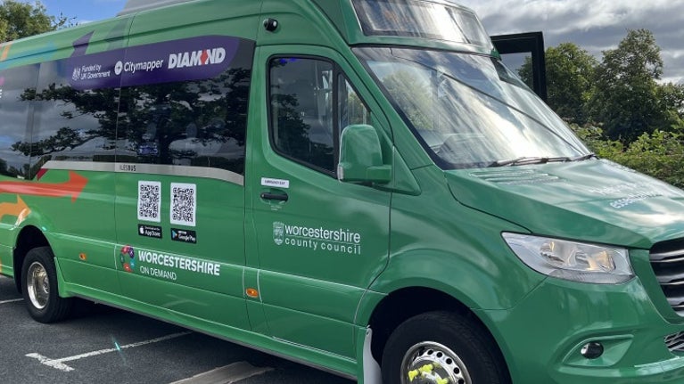 A photo of a mini bus that offers the Worcestershire On Demand service